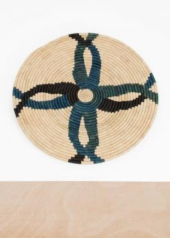 KAZI Home Goods Cool Color Blocked Large Raffia Wall Plate