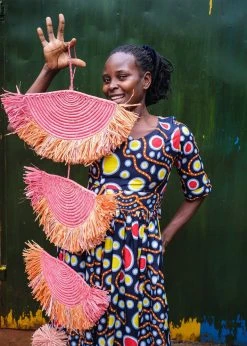 KAZI Home Goods Coral Sunset Raffia Parade Mobile 13 KAZI Home Goods Coral Sunset Raffia Parade Mobile