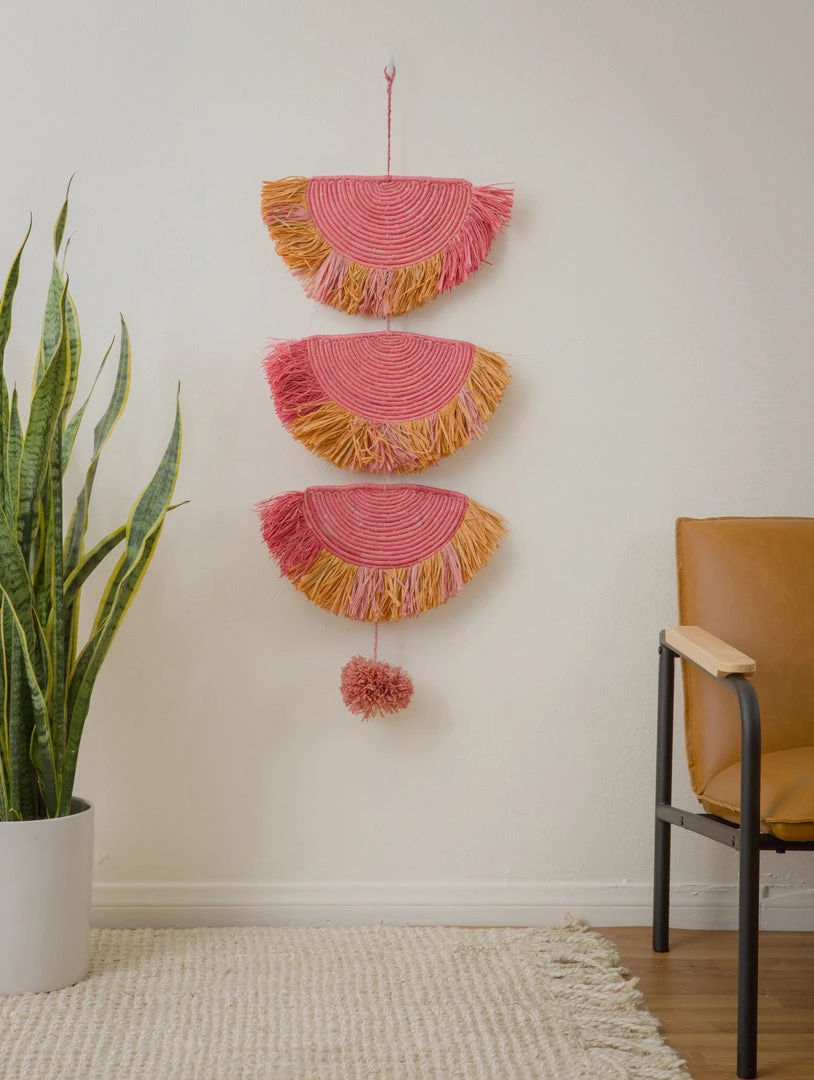 KAZI Home Goods Coral Sunset Raffia Parade Mobile 4 KAZI Home Goods Coral Sunset Raffia Parade Mobile