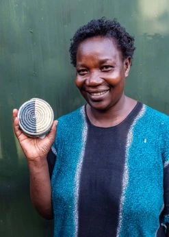 KAZI Dipped Blue Night Raffia Coaster Set