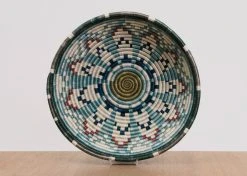 KAZI Home Goods Extra Large Metallic + Silver Blue Akagera Basket