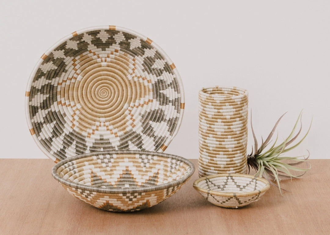 KAZI Extra Large Soft Gold Intore Wall Basket 5 KAZI Extra Large Soft Gold Intore Wall Basket