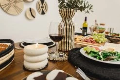 KAZI Fringed Black Coaster Set