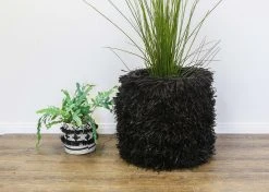 KAZI Fringed Black Stool Furniture