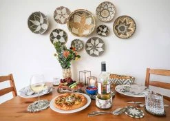 KAZI Fringed Taupe Geo Coasters Home Goods