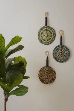 KAZI Gray Green Round Hand Fan
