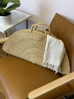 KAZI Accessories Jumbo Half Moon Straw Tote