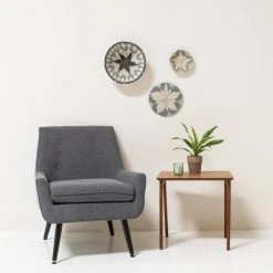 KAZI Large Metallic Silver Gray Intore Wall Bowl