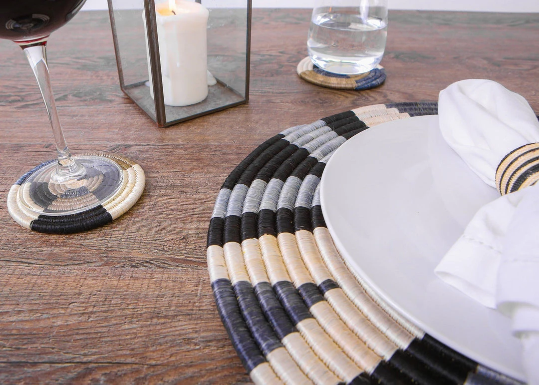 KAZI Light Taupe Jua Coasters 4 KAZI Light Taupe Jua Coasters