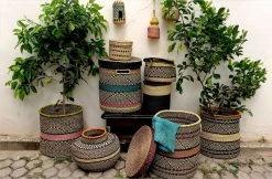 KAZI Multicolor Patterned Hamper Basket