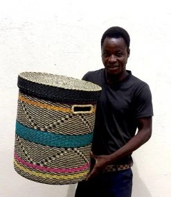 KAZI Multicolor Patterned Hamper Basket