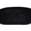 KAZI Home Goods Natural Handle + Black Raffia Rectangular Tray