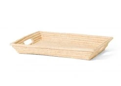 KAZI Natural Rectangular Raffia Tray Home Goods