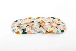 KAZI Nyota Metallic Floret Oversized Coaster Set