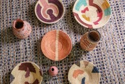 KAZI Peach Striped Large Bowl Home Goods