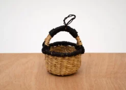 KAZI Petite Bolga Basket Ornament Set - Natural + Black