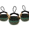 KAZI Petite Bolga Basket Ornament Set - Blue 2 KAZI Petite Bolga Basket Ornament Set - Blue