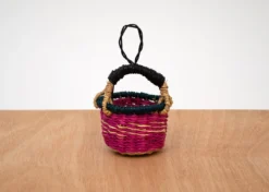 KAZI Petite Bolga Basket Ornament Set - Pink
