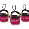 KAZI Petite Bolga Basket Ornament Set - Pink