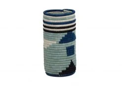 KAZI Silver Blue Abstract Vase Home Goods