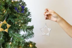 KAZI Fair Trade Silver + Red Beaded Star Ornament