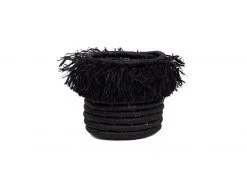 KAZI Small Black Fringed Catch All Home Goods