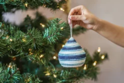 KAZI Soft Blue + Navy Bulb Ornament