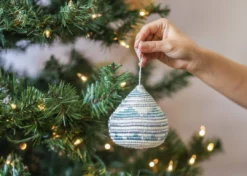 KAZI Soft Blue + Silver Bulb Ornament Fair Trade