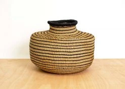 KAZI Striped Black Grass Pot