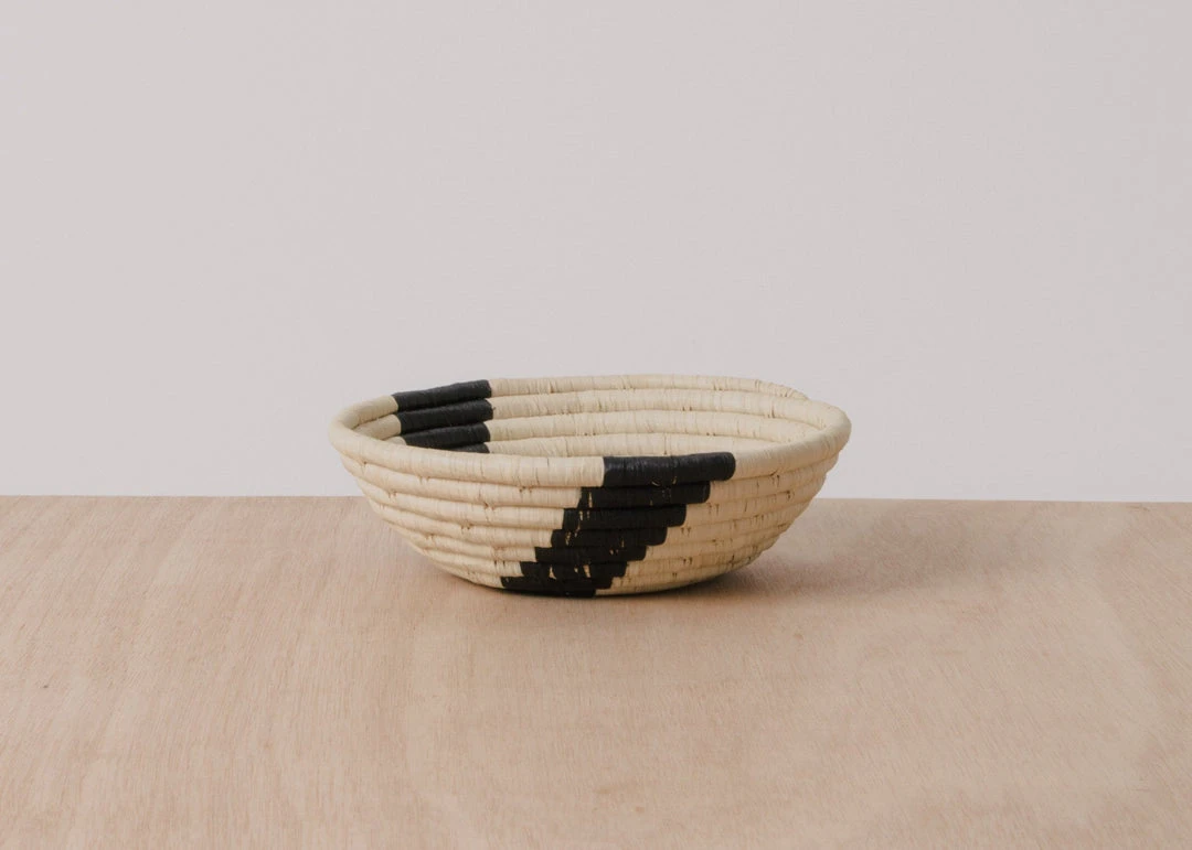 KAZI Striped Black + Natural Small Raffia Bowl 4 KAZI Striped Black + Natural Small Raffia Bowl