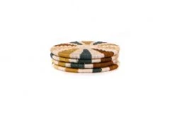KAZI Striped Sand + Hunter Green Coasters Kitchen + Dining