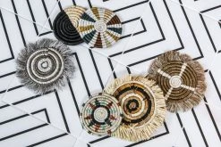 KAZI Striped Sand + Hunter Green Coasters Kitchen + Dining