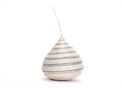 KAZI Fair Trade Striped Silver Bulb Ornament