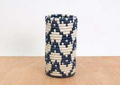 KAZI Tall Metallic Silver + Blue Night Vase Storage