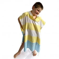 Hilana: Upcycled Cotton Home Goods Kids' Veracruz Upcycled Hooded Poncho Towel