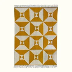Kiliim Cream + Yellow Arrows Wool Rug