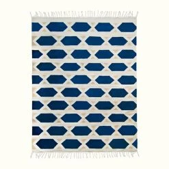 Kiliim Hexa Blue Wool Rug