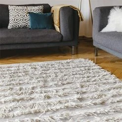 Kiliim White Fringe Wool Runner/Rug
