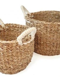 Korissa Savar Basket With White Handles Set