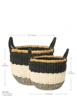 Korissa Home Goods Ula Stripe Basket Set - Black