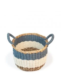 Korissa Home Goods Ula Stripe Basket Set - Blue