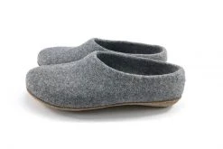 Kyrgies Men's Molded Sole High Back Wool Slippers - Gray