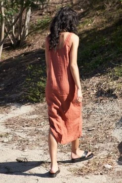 LA Relaxed New Arrivals Washed Linen Column Dress