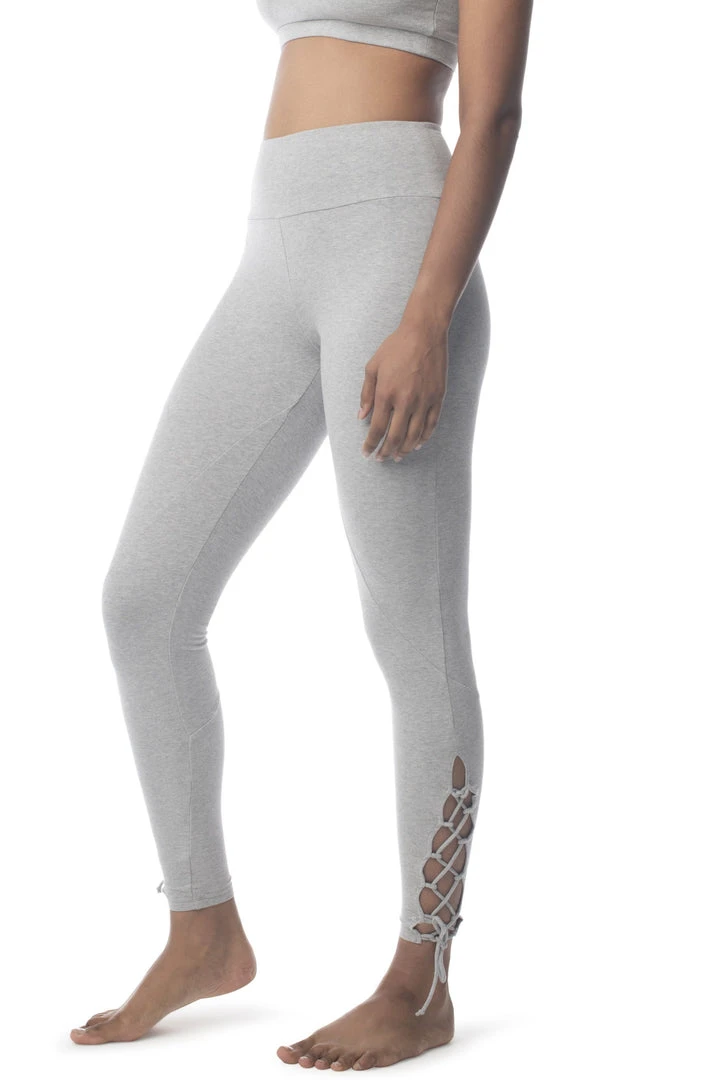 Synergy Organic Clothing Sale Lace Up Legging Pant - Heather Gray 3 Synergy Organic Clothing Sale Lace Up Legging Pant - Heather Gray
