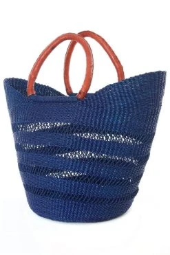 Swahili African Modern Accessories Navy Blue Lacework Wing Shopper Bag