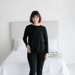 Leena & Lu Pima Long Sleeve Shirt - Black Best Sellers