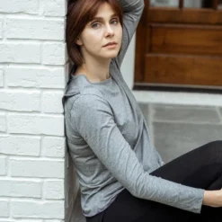 Leena & Lu Pima Long Sleeve Shirt - Gray BIPOC Owned