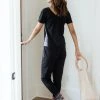 Leena & Lu Pima Short Sleeve Loungewear Set - Black 2 Leena & Lu Pima Short Sleeve Loungewear Set - Black