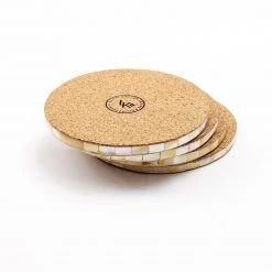 LIKHÂ Golden Yellow Mother Of Pearl Coaster Set Office Accessories