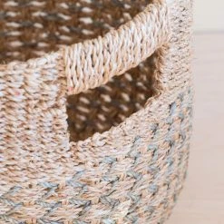 LIKHÂ Gray Patterned Round Basket